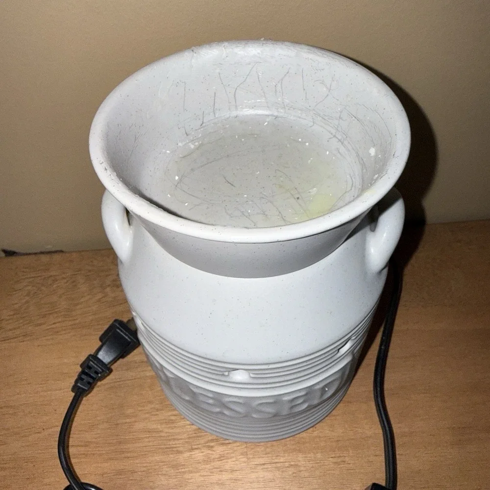 Farmhouse Milk Jug Blessed Ceramic Electric Wax Warmer White Speckled